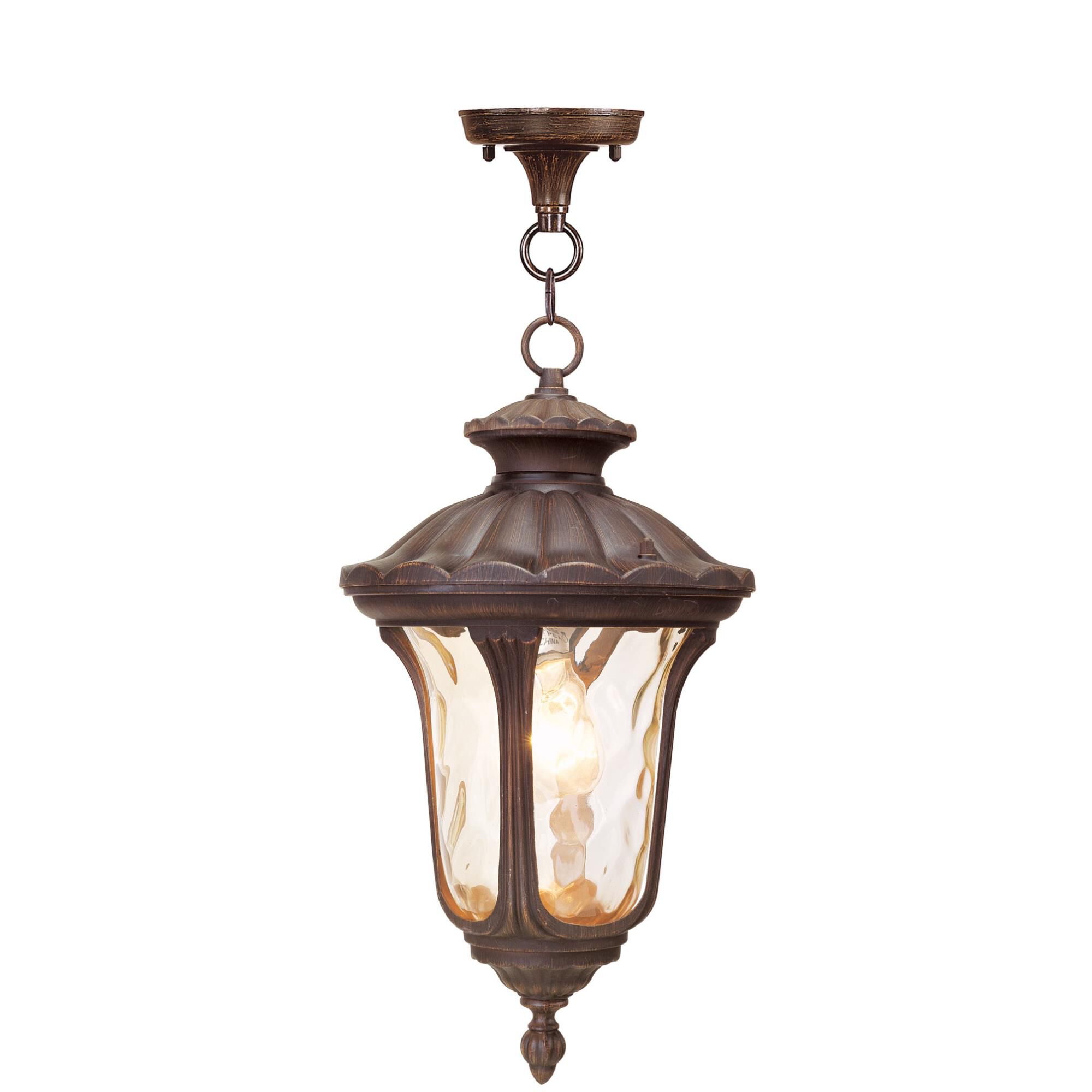 Shown in Imperial Bronze finish and Hand Blown Light Amber Water glass